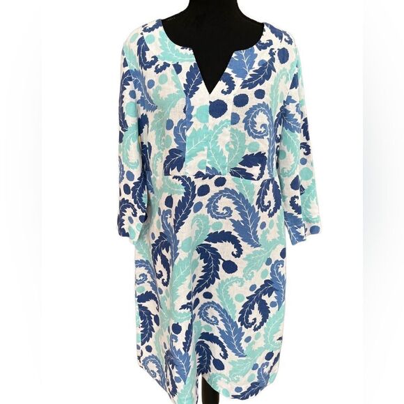 BODEN Classic tunic split neck 100% linen dress, style WW194, size 12L. - Picture 3 of 10